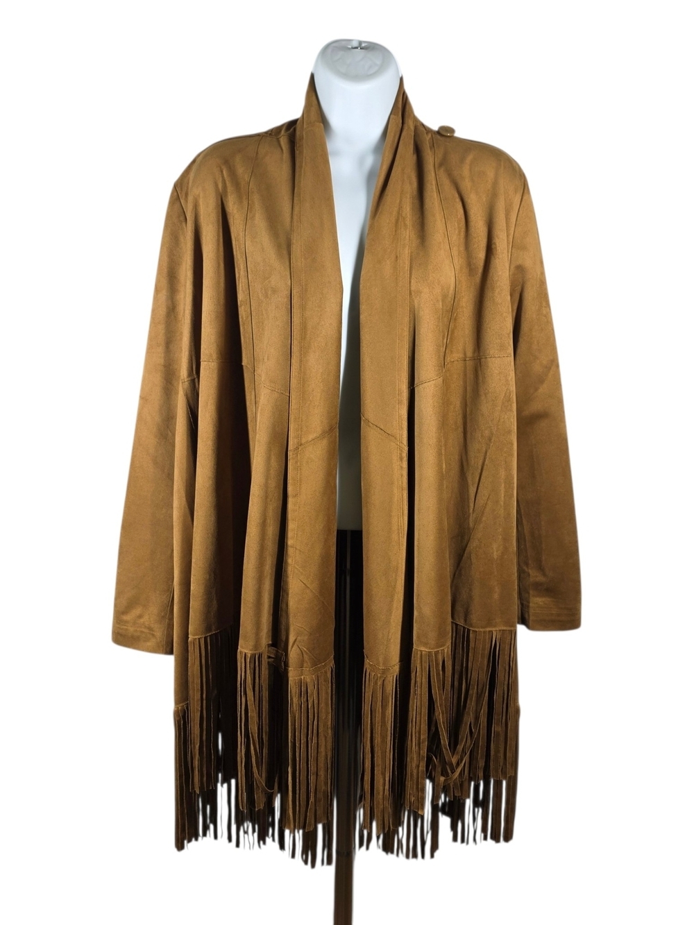 CHICO'S FAUX-SUEDE FRINGED JACKET